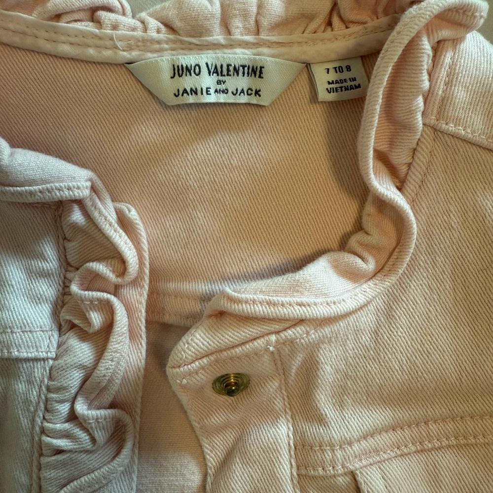 Janie and Jack Light Pink Jean Jacket with Gold Buttons - Picture 2 of 3